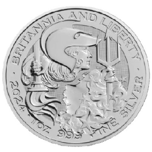 2024 Britannia and Liberty 1 oz Silver Bullion Coin BU